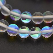 Round Synthetic Moonstone Beads Strands, Holographic Beads, Dyed, Clear, 6mm, Hole: 1mm, about 60~62pcs/strand, 14~15 inch(G-M210-6mm-11)