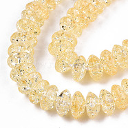 Crackle Glass Beads, Dyed & Heated, Rondelle, Gold, 8x4mm, Hole: 1mm, about 89~95pcs/strand, 15.16~15.55 inch(38.5~39.5cm)(GLAA-S192-004G)