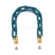 Rubberized Style Acrylic Cable Chain Phone Case Chain, with Brass Screw nut and Iron Screws, for DIY Phone Case Decoration, Teal, 16.5cm(HJEW-JM00492-01)