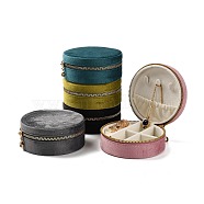 Round Velvet Jewelry Storage Zipper Boxes, Portable Travel Jewelry Case for Rings Earrings Bracelets Storage, Mixed Color, 10.5x4.5cm(CON-P021-02)
