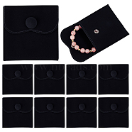 10Pcs Velvet Jewelry Pouches, Jewelry Gift Bags with Snap Button, for Ring Necklace Earring Bracelet Storage, Square, Black, 7x7cm(AJEW-NB0005-66C)