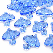 Transparent Acrylic Pendants, Umbrella with Bowknot, Blue, 42.5x38x7.5mm, Hole: 3x3.5mm, about 109pcs/500g(TACR-T024-01B-940)