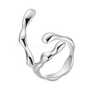 SHEGRACE Rhodium Plated 925 Sterling Silver Cuff Rings, Open Rings, Wide Band Rings, Coral Shape, Platinum, US Size 5, Inner Diameter: 16mm(JR837A)