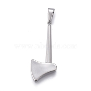 304 Stainless Steel Pendants, Axe, Stainless Steel Color, 44x18x4mm, Hole: 4.5x9.5mm(STAS-F252-32P)