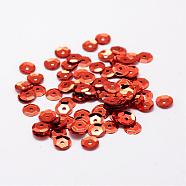 Plastic Paillette Beads, Semi-cupped Sequins Beads, Center Hole, Chocolate, 12x0.5mm, Hole: 1mm(PVC-A001-12mm-01)