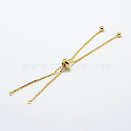 Rack Plating Brass Chain Bracelet Making, Long-Lasting Plated, Slider Bracelets Making, Cadmium Free & Nickel Free & Lead Free, Real 18K Gold Plated, Single Chain Length: about 115~120mm(KK-A142-018G)