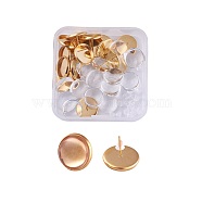 DIY Earring Making, 304 Stainless Steel Stud Earring Settings and Clear Glass Cabochons, Half Round, Golden, Earring Settings: Tray: 12mm, 14x2mm, Pin: 0.8mm, 20pcs/box, Cabochons: 11.5~12x4mm, 20pcs/box(DIY-JP0005-26G-12mm)