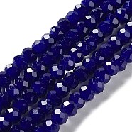 Baking Painted Imitation Jade Glass Bead Strands, Faceted Rondelle, Midnight Blue, 6x5mm, Hole: 1.2mm, about 85pcs/strand, 16.73''(42.5cm)(DGLA-A034-J6MM-A33)