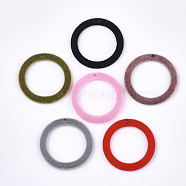 Flocky Acrylic Pendants, Ring, Mixed Color, 29~30x1.5~2.5mm, Hole: 1.5mm(X-FIND-T046-21)