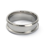 201 Stainless Steel Grooved Finger Ring Settings, Ring Core Blank, for Inlay Ring Jewelry Making, Stainless Steel Color, Inner Diameter: 20mm(STAS-WH0029-52E-P)