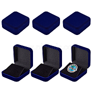 Flocking Plastic Badge Storage Box, Badge Gift Case with Plush Inside, Square, Prussian Blue, 5.8x5.3x2.5cm(CON-WH0105-04A)