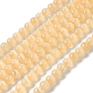 Natural Selenite Dyed Beads Strands, Imitation Cat Eye, Grade A, Round, Navajo White, 6.5mm, Hole: 0.7mm, about 61pcs/strand, 15.24 inch(38.7cm)(G-P493-02F)