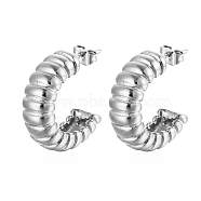 304 Stainless Steel Arch Stud Earrings, Half Hoop Earrings, Stainless Steel Color, 22x8mm(FU7272-2)