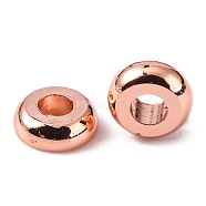 Brass Flat Round Spacer Beads, Rose Gold, 4x1.5mm, Hole: 1.5mm(KK-M085-13RG-NR)