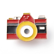 Camera Enamel Pin, Light Gold Alloy Badge for Backpack Clothes, Red, 21x28x2mm, Pin: 1mm(ENAM-K021-06A)