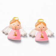 Opaque Resin Cabochons, angel, Pink, 20x21x4.5mm(X-CRES-N021-91)