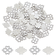 80Pcs 2 Styles 201 Stainless Steel Connector Charms, Laser Cut, Four Leaf Clover Links, Stainless Steel Color, 15.5x11.2~12x1mm, Hole: 1mm, 40pcs/style(STAS-DC0014-61)