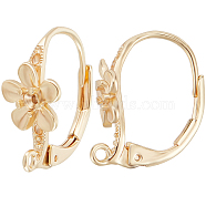 24Pcs Brass Leverback Earring Findings, with Loop, Flower, Nickel Free, Real 18K Gold Plated, 17x8mm, Hole: 1.5mm(KK-BBC0011-03)