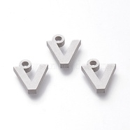 304 Stainless Steel Pendants, Matte Style, Greek Alphabet, Stainless Steel Color, Letter.N, 9.5x8x1.5mm, Hole: 1.5mm(STAS-A045-13P)