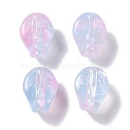 Baking Paint Glass Beads, Skull, Lilac, 10x8x7.5mm, Hole: 1mm(GLAA-S202-17N)