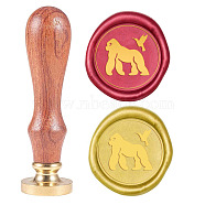 Wax Seal Stamp Set, Sealing Wax Stamp Solid Brass Head,  Wood Handle Retro Brass Stamp Kit Removable, for Envelopes Invitations, Gift Card, Animal Pattern, 83x22mm, Head: 7.5mm, Stamps: 25x14.5mm(AJEW-WH0131-455)