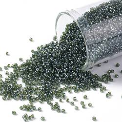 TOHO Round Seed Beads, Japanese Seed Beads, (119) Transparent Luster Olivine, 15/0, 1.5mm, Hole: 0.7mm, about 3000pcs/bottle, 10g/bottle(SEED-JPTR15-0119)