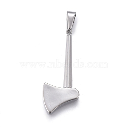 Non-Tarnish 304 Stainless Steel Pendants, Axe, Stainless Steel Color, 44x18x4mm, Hole: 4.5x9.5mm(STAS-F252-32P)