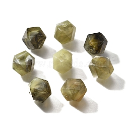 Acrylic Beads, Imitation Gemstone Beads, Polygon, Faceted, Dark Olive Green, 10x10x10mm, Hole: 1.5mm, about 570pcs/500g(OACR-A036-01I)