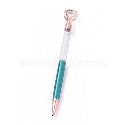 Big Diamond Empty Tube Black Ink Ballpoint Pens, with Glass Rhinestone, for DIY Glitter Epoxy Resin Crystal Ballpoint Pen Herbarium Pen Making, Teal, 170x20x20mm(AJEW-K028-B01)