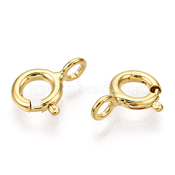 925 Sterling Silver Spring Ring Clasps, with 925 Stamp, Real 18K Gold Plated, 11x7x1.5mm, Hole: 2mm(STER-T004-81B-G)