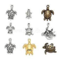 Tibetan Style Alloy Pendants, Tortoise & Turtle, Mixed Style, Mixed Color, 15~43x9~28x2~9mm, Hole: 2~3mm(TIBEP-MSMC021-13)