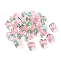 Transparent Acrylic Pendants, Strawberry, Pink, 18x13.5mm, Hole: 1.6mm(OACR-FS0001-33B)