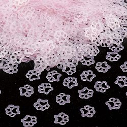 Plastic Sequin Beads, Matte Style, Sewing Craft Decorations, Cat's Paw Print, Misty Rose, 6x7x0.3mm(PVC-R024-09B)