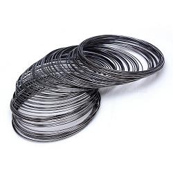 Steel Memory Wire, for Wrap Bracelets Making, Nickel Free, Gunmetal, 22 Gauge, 0.6mm, 60mm inner diameter, 1800 circles/1000g(TWIR-R006-0.6x60-B-NF)