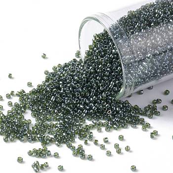 TOHO Round Seed Beads, Japanese Seed Beads, (119) Transparent Luster Olivine, 15/0, 1.5mm, Hole: 0.7mm, about 3000pcs/bottle, 10g/bottle