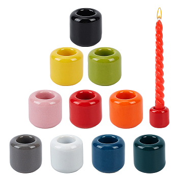 10Pcs 10 Colors Handmade Porcelain Candle Cups, Column, Mixed Color, 32.5x32.5mm, 1pc/color