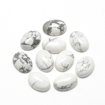 Natural Howlite Cabochons, Oval, 14x10x4~5mm