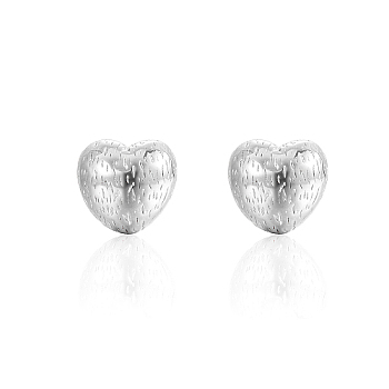 Non-Tarnish 304 Stainless Steel Stud Earrings for Women, Heart, Stainless Steel Color, 19x20mm