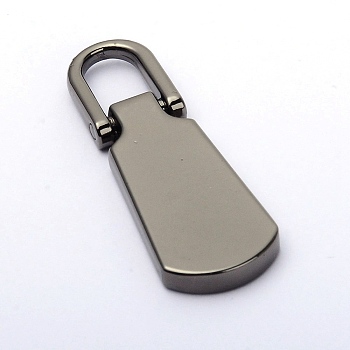 Zinc Alloy Zipper Slider, for Garment Accessories, Gunmetal, 35.9x12.7x0.33cm, Hole: 0.8x0.6cm