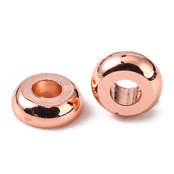 Brass Flat Round Spacer Beads, Rose Gold, 4x1.5mm, Hole: 1.5mm