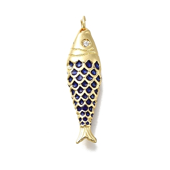 Barss Pendants, with Enamel Rhinestone and Jumping Ring, Lead Free and Cadmium Free,
Fish Charms, Midnight Blue, 36x10.5x5.5mm, Hole: 3mm