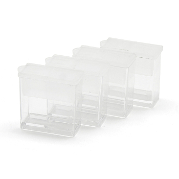 Plastic Bead Containers, Flip Top Bead Storage, For Seed Beads Storage Box, Rectangle, Clear, 2.7x2.7x1.3cm, Hole: 0.8x1cm