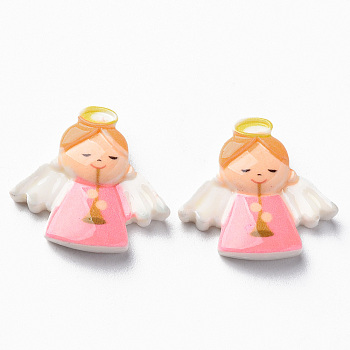 Opaque Resin Cabochons, angel, Pink, 20x21x4.5mm