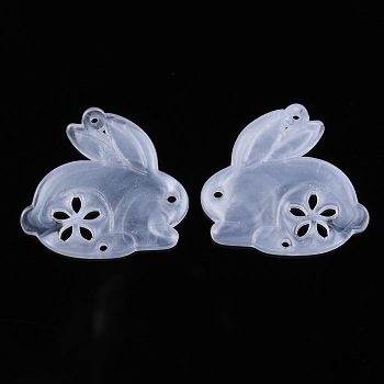 Transparent Acrylic Connector Charms, Rabbit Links, Clear, 22x24x2.5mm, Hole: 1mm
