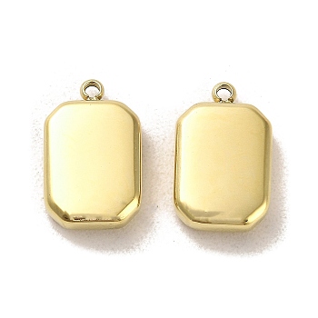 304 Stainless Steel Pendants, Octagon Charms, Real 14K Gold Plated, 15x9.5x4mm, Hole: 1.2mm