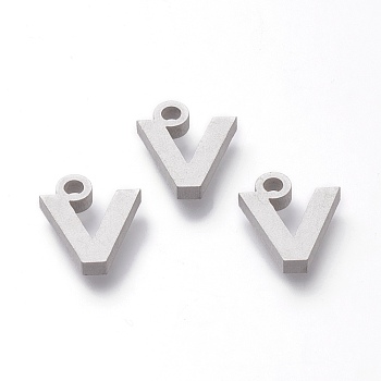 304 Stainless Steel Pendants, Matte Style, Greek Alphabet, Stainless Steel Color, Letter.N, 9.5x8x1.5mm, Hole: 1.5mm
