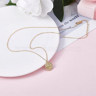 925 Sterling Silver 12 Constellation Necklace Gold Horoscope Zodiac Sign Necklace Round Astrology Pendant Necklace with Zircons Birthday Jewelry Gift for Women Men(JN1089L)-3