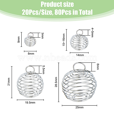 Hobbiesay 80 Uds 4 estilos colgantes de jaula de cuentas de hierro(IFIN-HY0001-08)-2