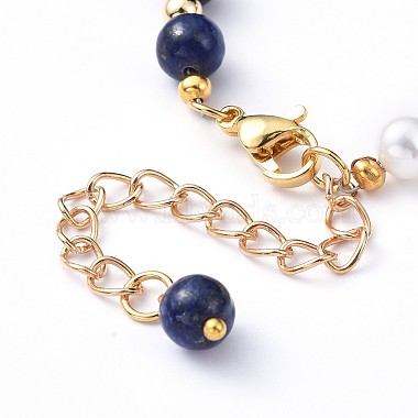 bracelets en perles naturelles et lapis-lazuli naturel (teint)(BJEW-JB05153-04)-3