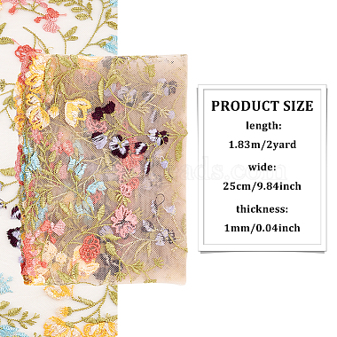 2 Yards Polyester Embroidery Floral Mesh Fabric(OCOR-WH0058-56A)-2